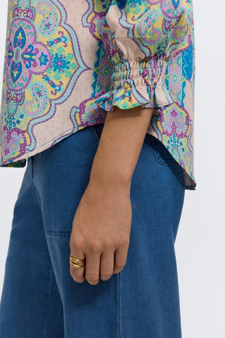 Olivia Plus Paisley Medallion 3/4 Sleeve Shirt