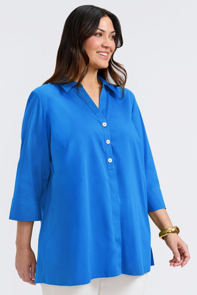Pamela Plus No Iron Stretch 3/4 Sleeve Tunic – Foxcroft