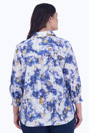 Olivia Plus Abstract Floral 3/4 Sleeve Shirt