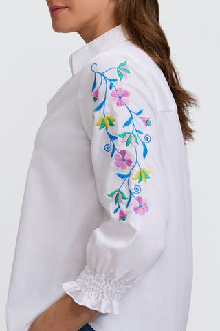 Olivia Plus Floral Embroidery 3/4 Sleeve Shirt