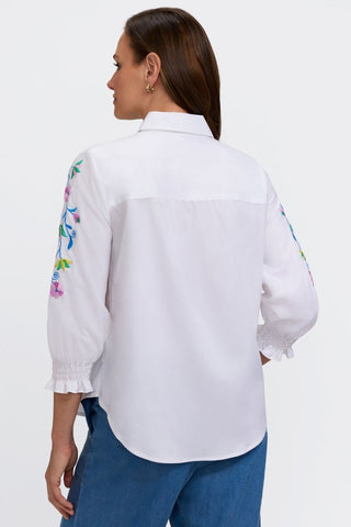 Olivia Floral Embroidery 3/4 Sleeve Shirt