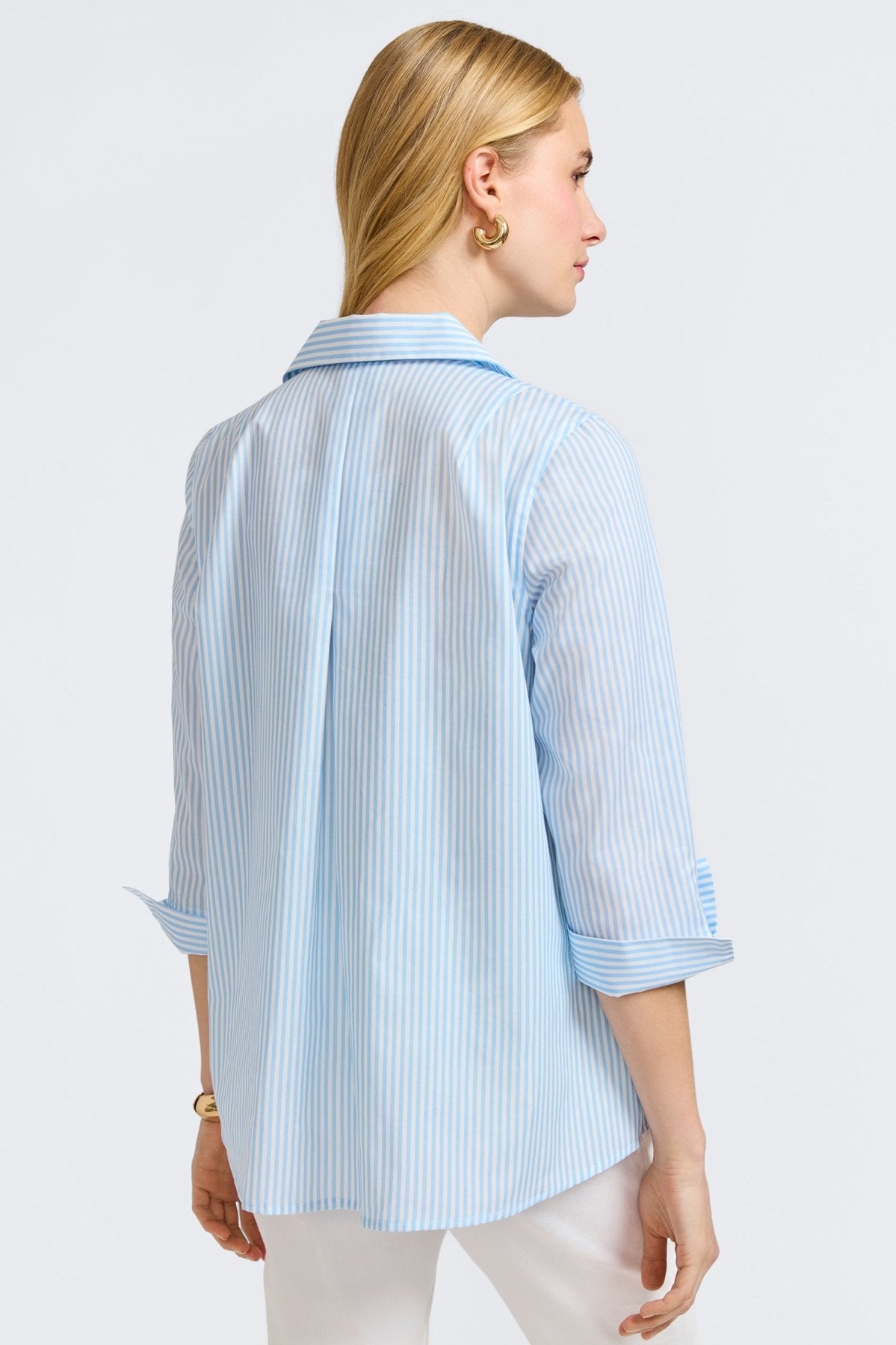 Agnes Striped Floral 3/4 Sleeve Popover Shirt