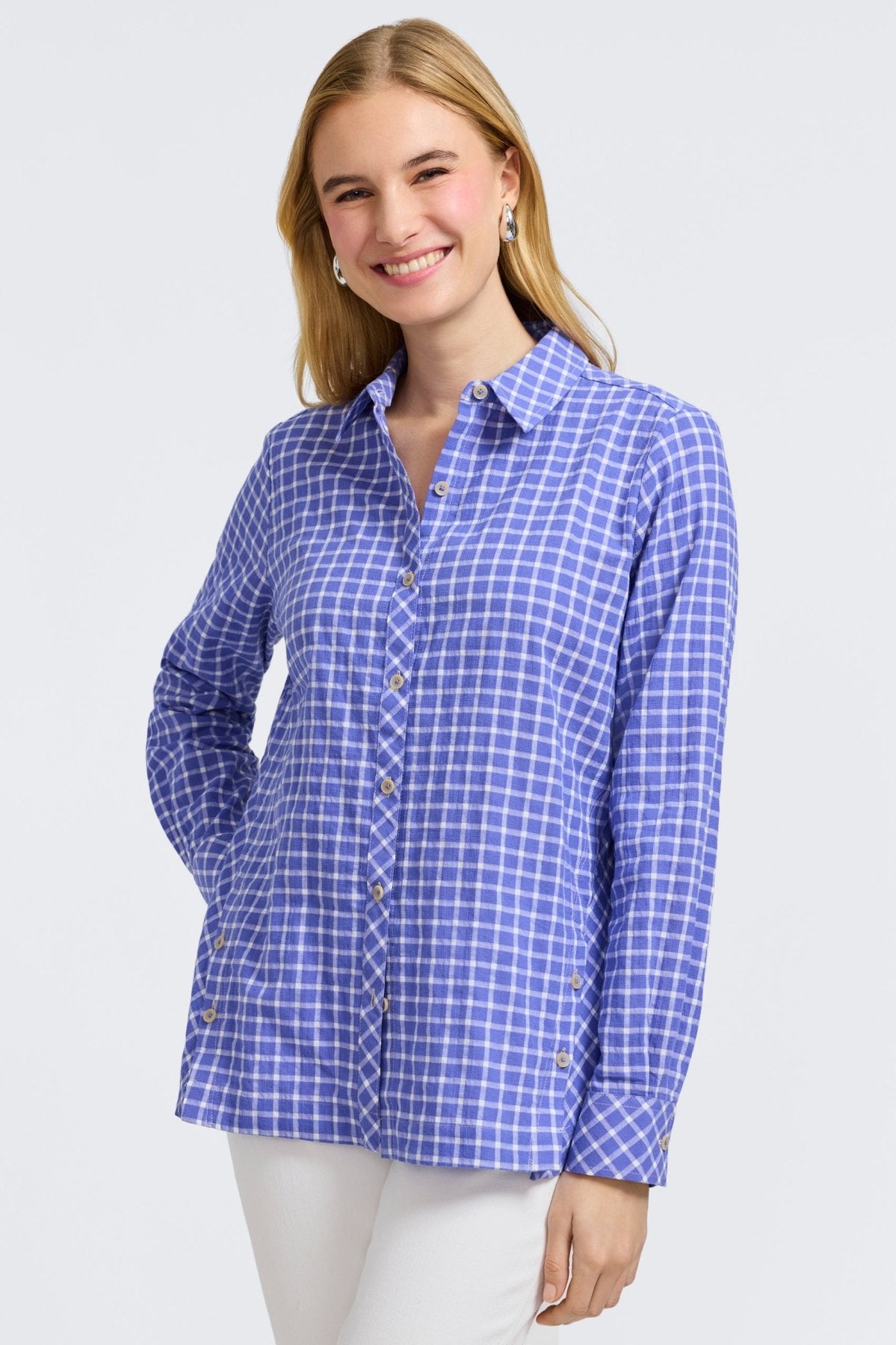 Cassie No Iron Stretch Warm Check Long Sleeve Shirt