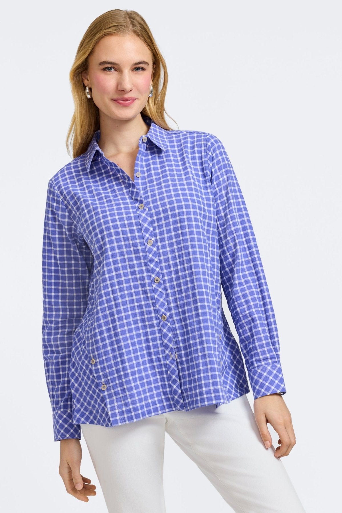 Cassie No Iron Stretch Warm Check Long Sleeve Shirt