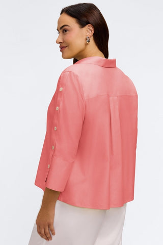 Lainey Plus No Iron Pinpoint 3/4 Button Sleeve Shirt