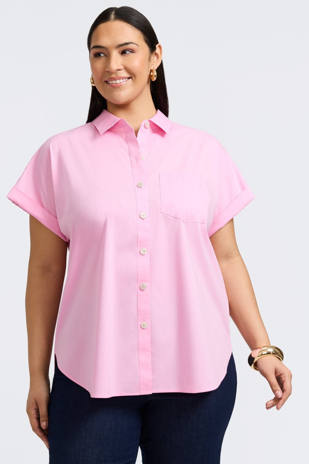 Abigail Plus No Iron Stretch Short Sleeve Shirt