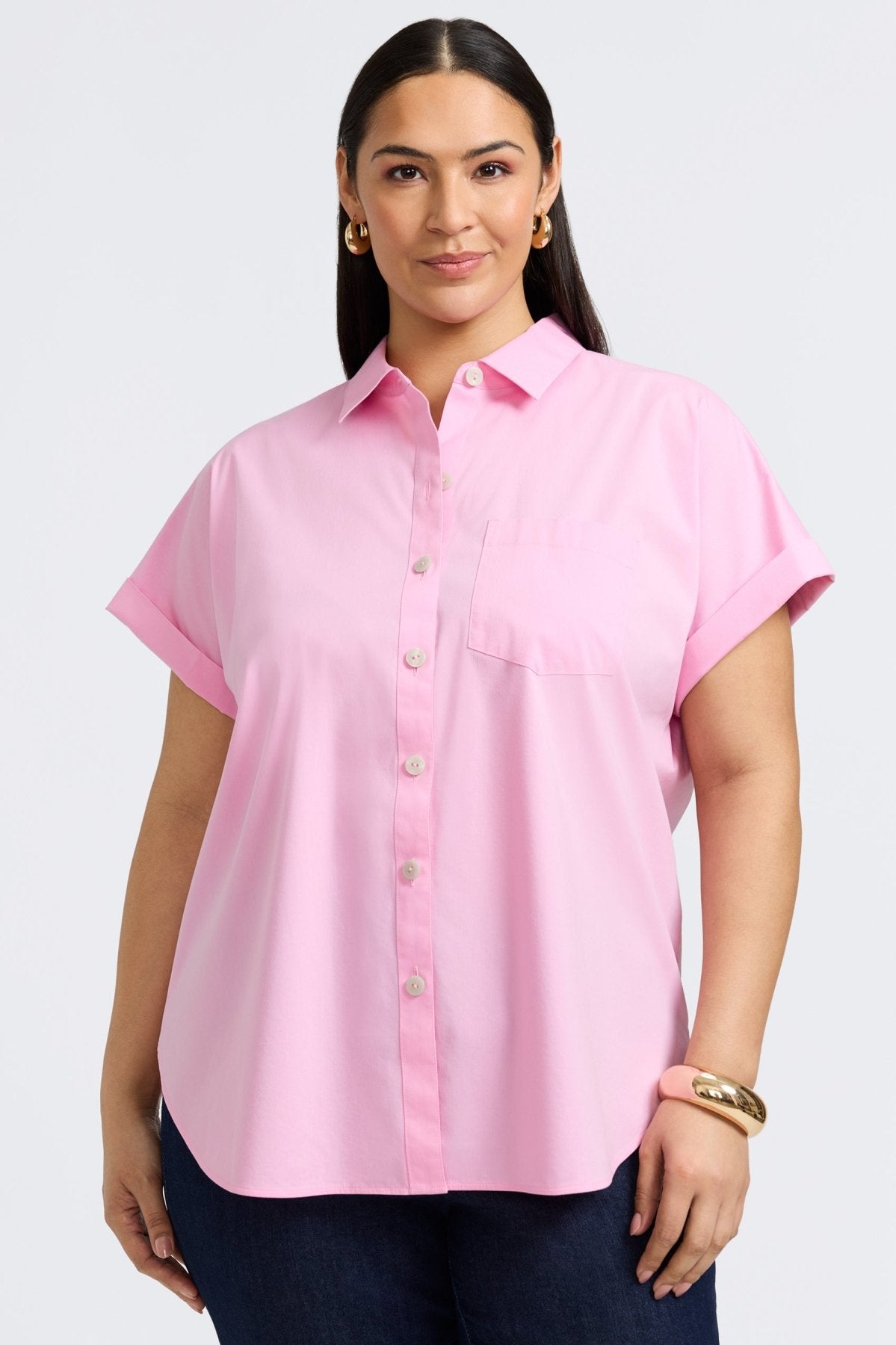 Abigail Plus No Iron Stretch Short Sleeve Shirt