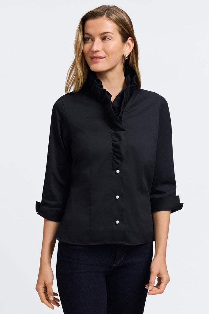 Foxcroft Edith Petite Stretch Matte Sateen 3/4 Sleeve Shirt White / S P Foxcroft Edith Petite Stretch Matte Sateen 3/4 Sleeve Shirt White / S P