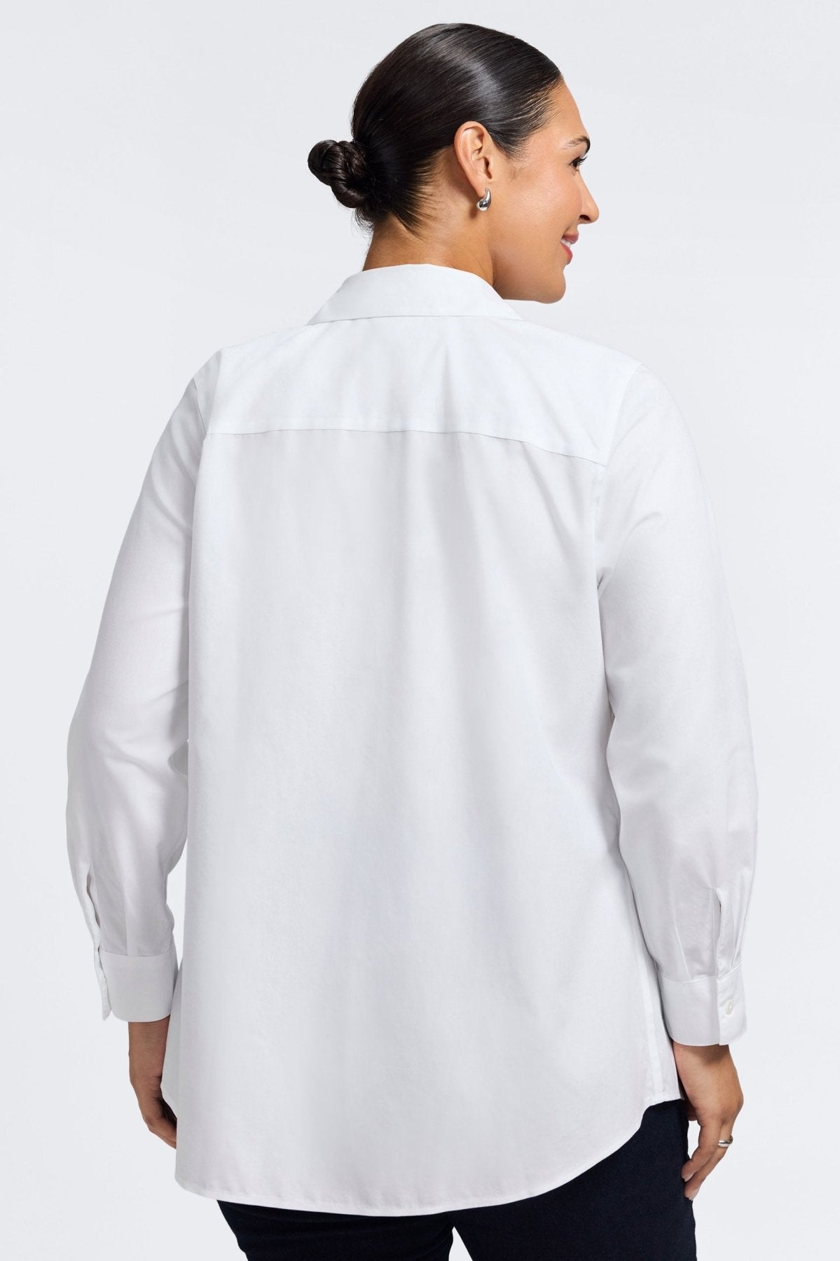 Cici Plus No Iron Pinpoint Long Sleeve Tunic