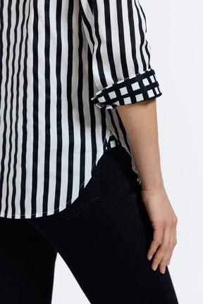 Meghan Black Stripe & Gingham 3/4 Sleeve Shirt