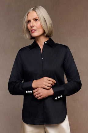 Pearl Stretch Matte Sateen Long Sleeve Shirt