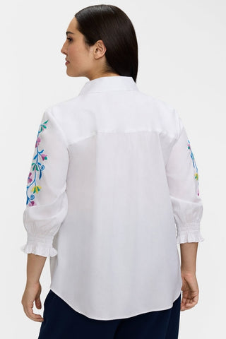 Olivia Plus Floral Embroidery 3/4 Sleeve Shirt