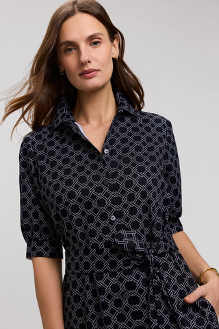 Esther Square Links Elbow Sleeve Dress