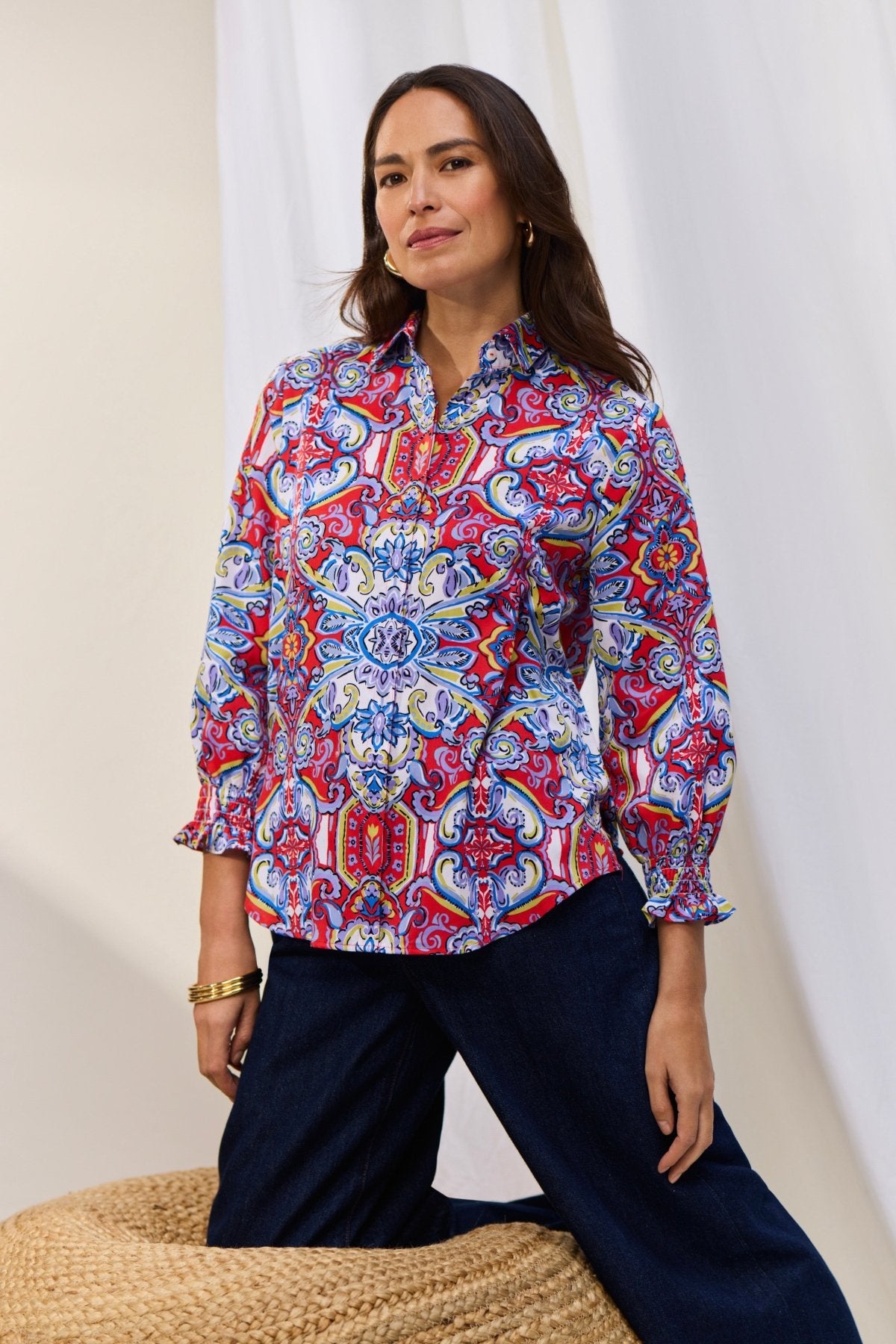 Olivia Mediterranean Tiles 3/4 Sleeve Shirt