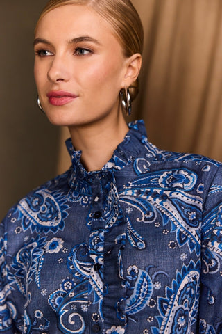 Sadie Denim Paisley Long Sleeve Shirt
