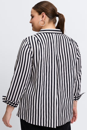 Agnes Plus Stripe & Gingham Long Sleeve Popover Shirt