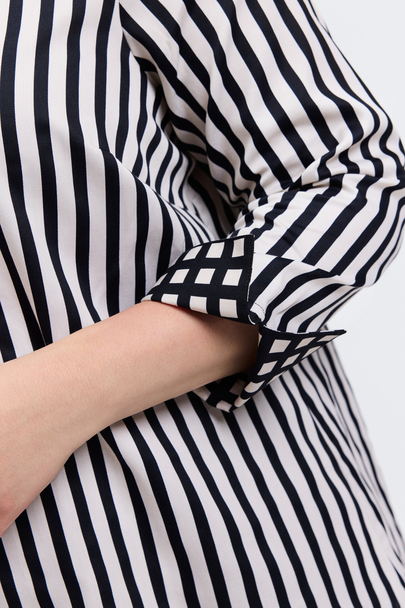 Agnes Plus Stripe & Gingham Long Sleeve Popover Shirt
