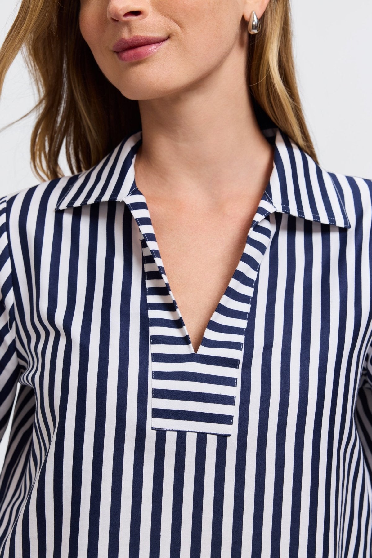 Julia Stripe Paisley 3/4 Sleeve Popover Shirt