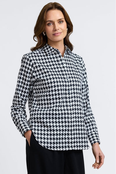 トップス fake as flowers Houndstooth BORO SHIRT Meghan Classic Houndstooth Long Sleeve Shirt – Foxcroft