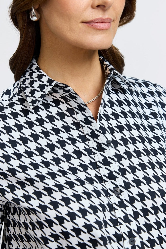 Meghan Classic Houndstooth Long Sleeve Shirt