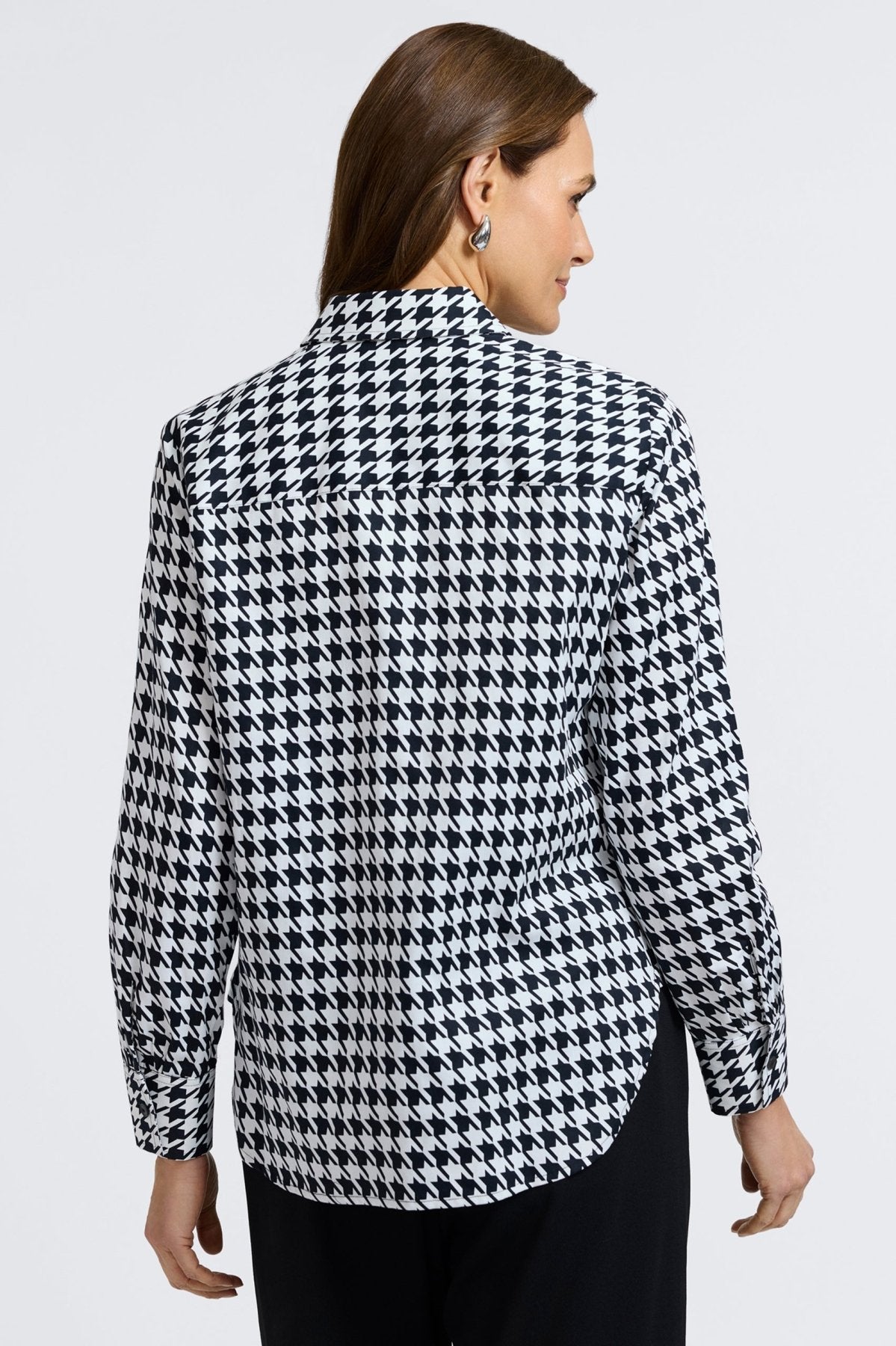 Meghan Classic Houndstooth Long Sleeve Shirt