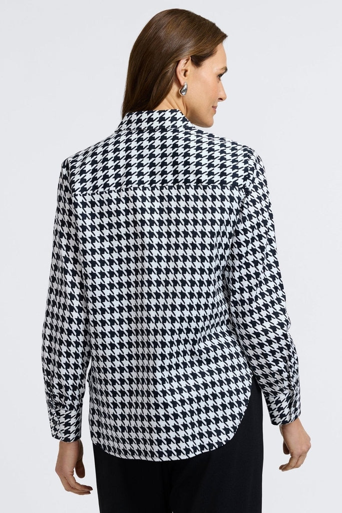 Meghan Classic Houndstooth Long Sleeve Shirt