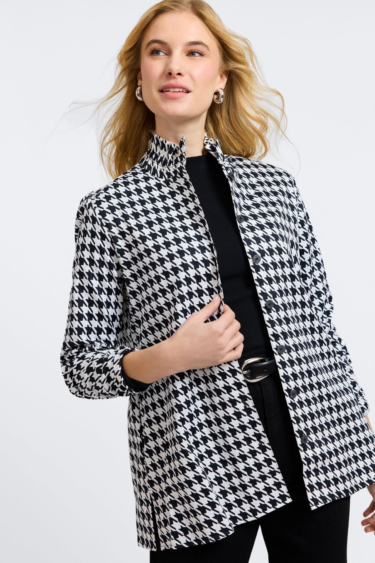 Carolina Classic Houndstooth Long Sleeve Shirt Jacket