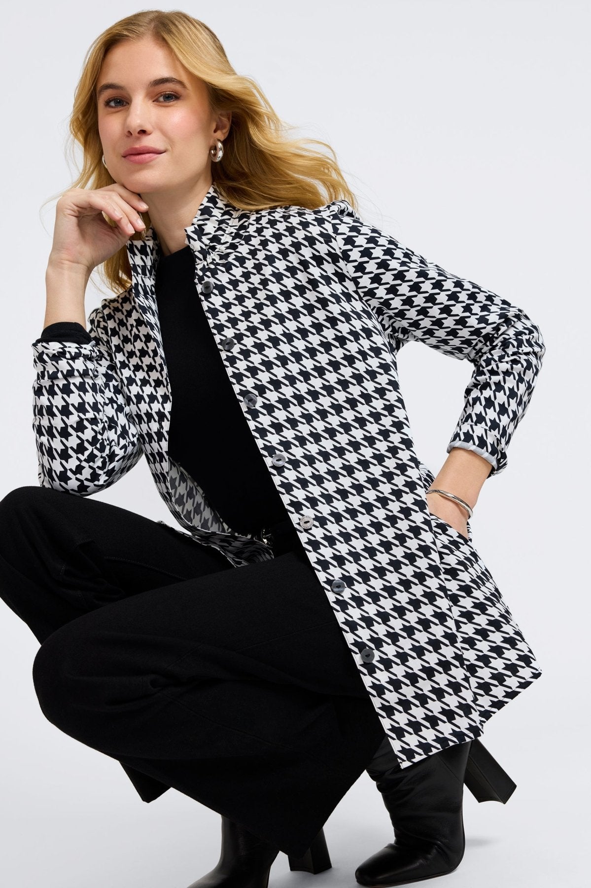 Carolina Classic Houndstooth Long Sleeve Shirt Jacket
