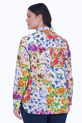 Meghan Plus No Iron Floral Patchwork Shirt