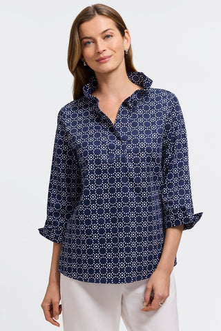 Tammy Geo Circles 3/4 Sleeve Popover Shirt