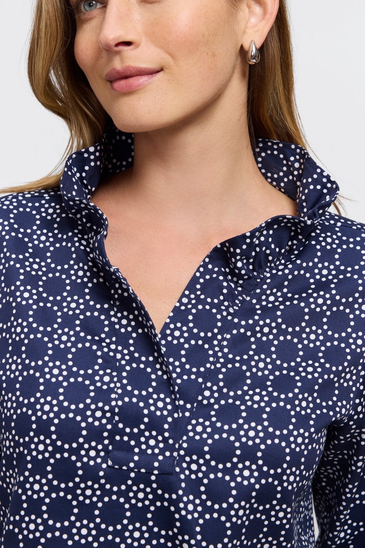 Tammy Geo Circles 3/4 Sleeve Popover Shirt