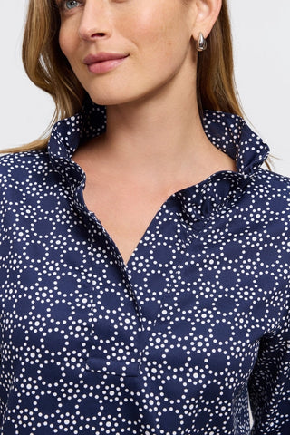 Tammy Geo Circles 3/4 Sleeve Popover Shirt