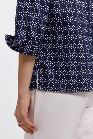 Tammy Geo Circles 3/4 Sleeve Popover Shirt
