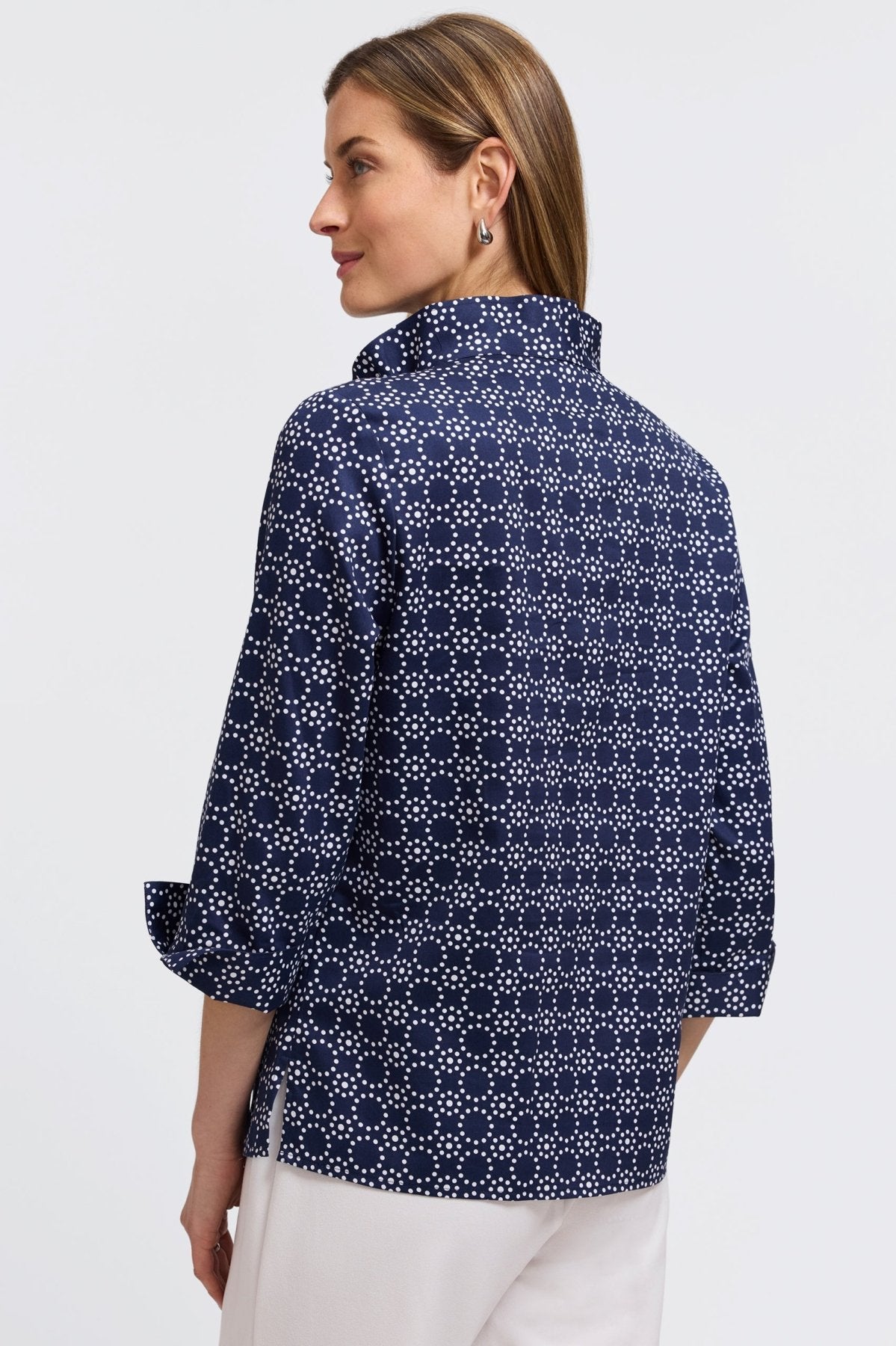 Tammy Geo Circles 3/4 Sleeve Popover Shirt