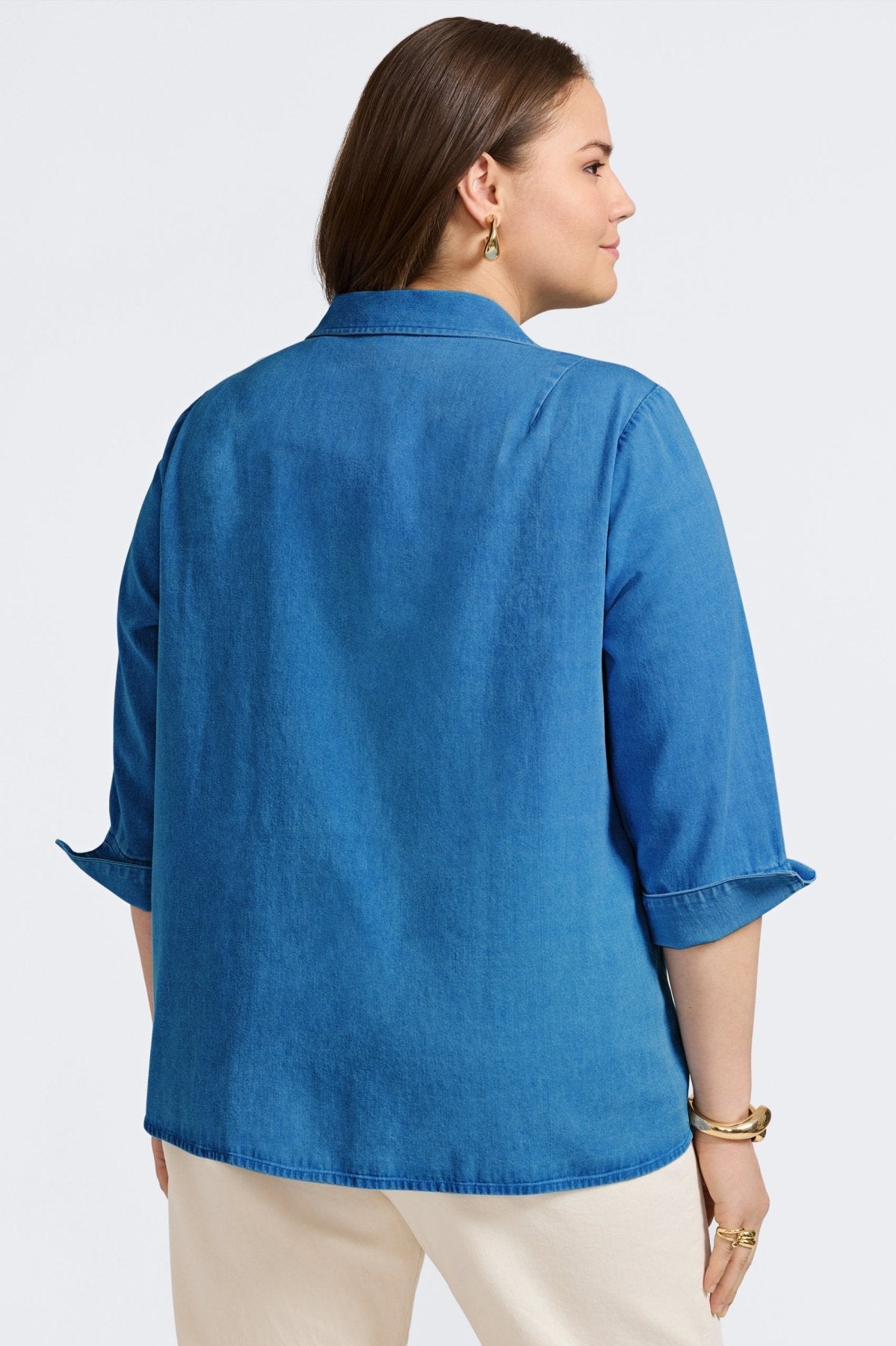 Agnes Plus Tencel® Denim 3/4 Sleeve Popover Shirt