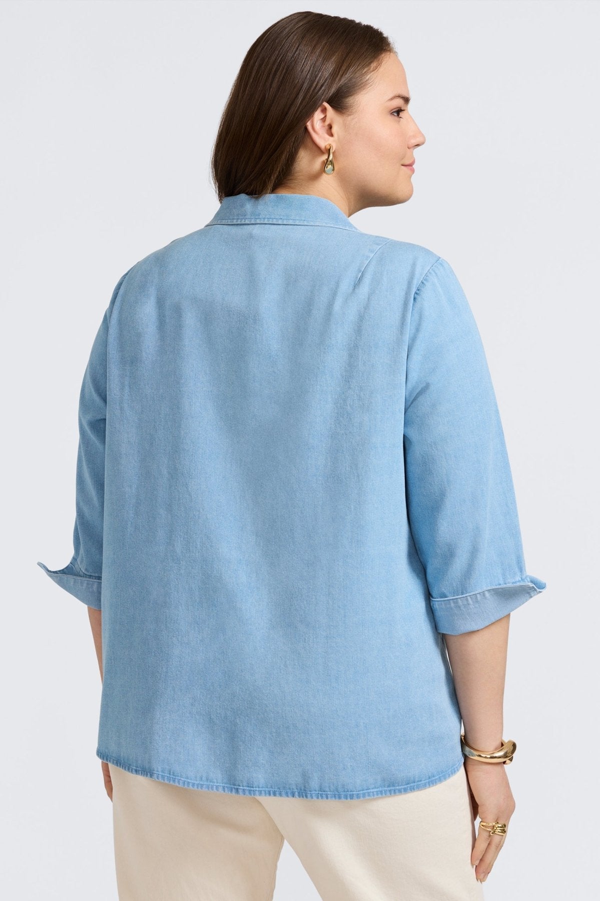 Agnes Plus Tencel® Denim 3/4 Sleeve Popover Shirt