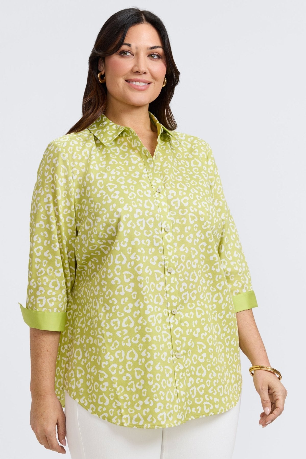Margie Plus Tonal Cheetah 3/4 Sleeve Shirt