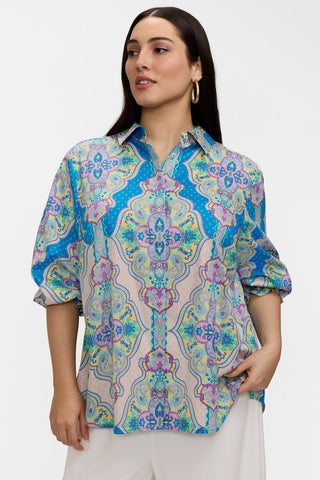 Olivia Plus Paisley Medallion 3/4 Sleeve Shirt
