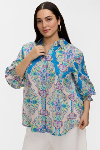 Olivia Plus Paisley Medallion 3/4 Sleeve Shirt