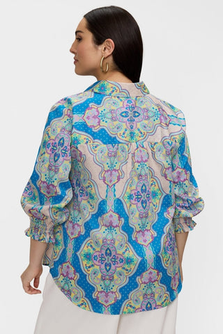 Olivia Plus Paisley Medallion 3/4 Sleeve Shirt
