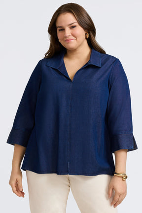 Agnes Plus Tencel® Denim 3/4 Sleeve Popover Shirt