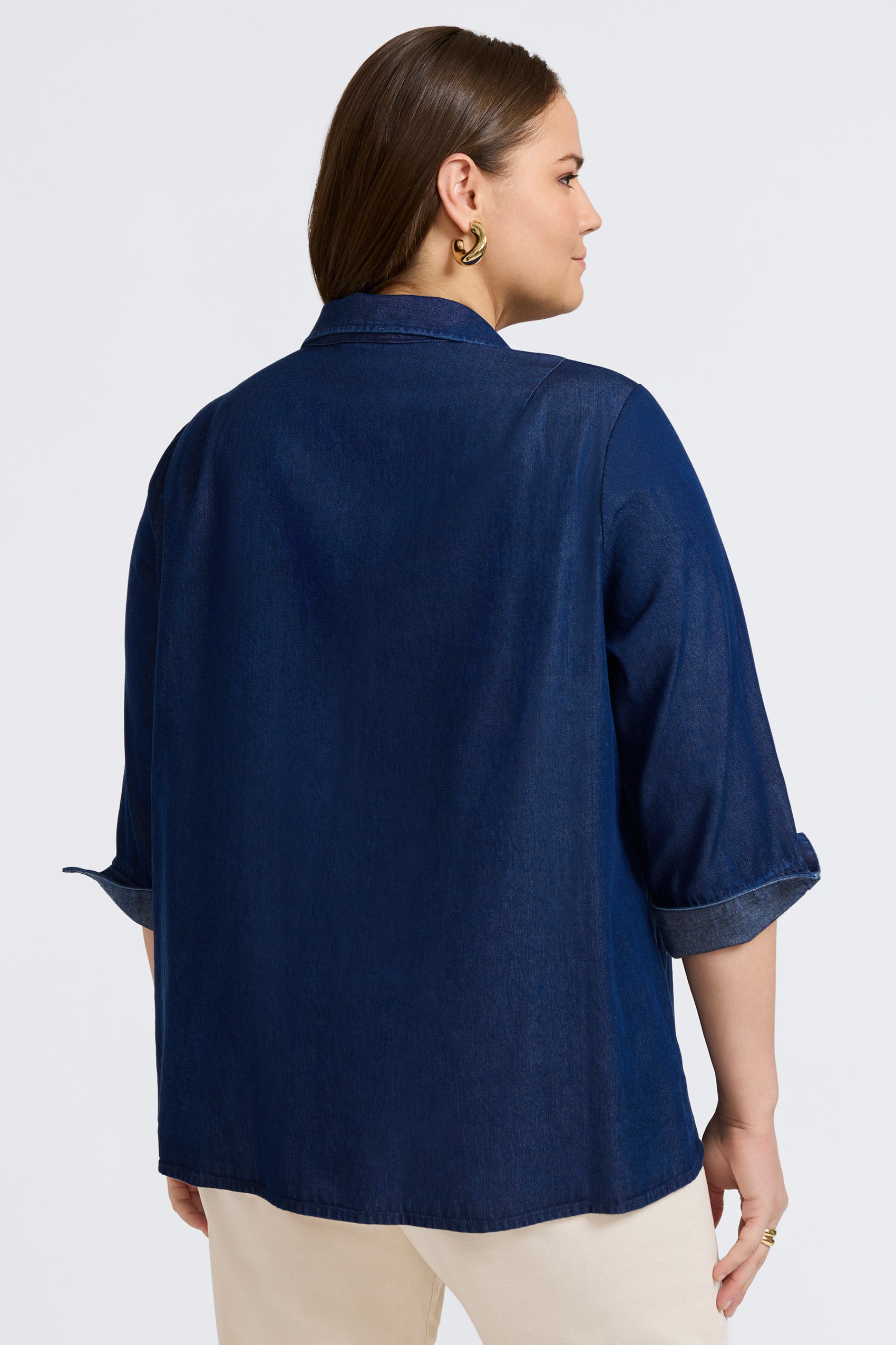 Agnes Plus Tencel® Denim 3/4 Sleeve Popover Shirt