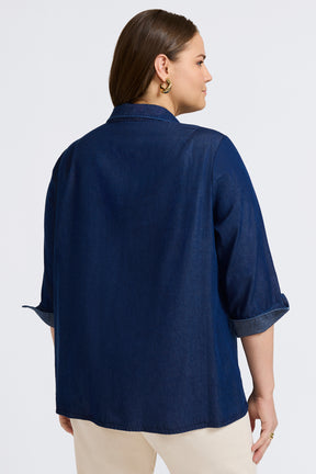 Agnes Plus Tencel® Denim 3/4 Sleeve Popover Shirt