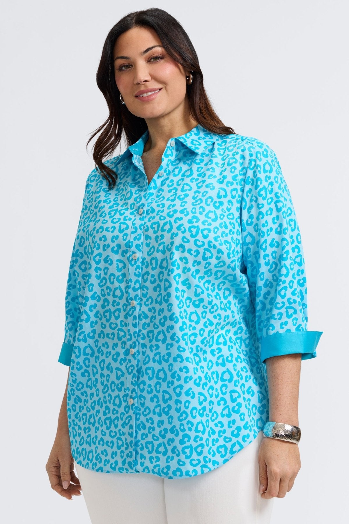 Margie Plus Tonal Cheetah 3/4 Sleeve Shirt