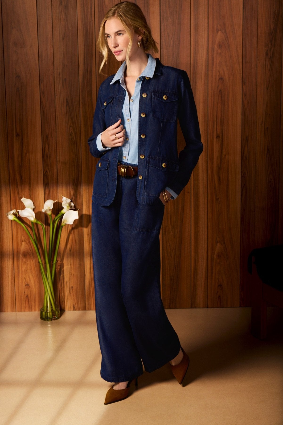 Stella Tencel® Denim Long Sleeve Belted Jacket