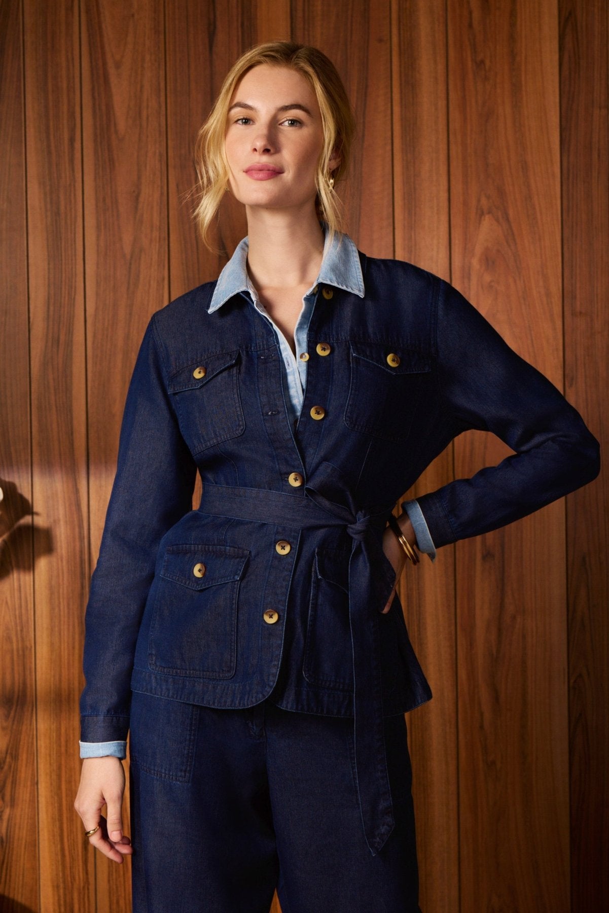 Stella Tencel® Denim Long Sleeve Belted Jacket