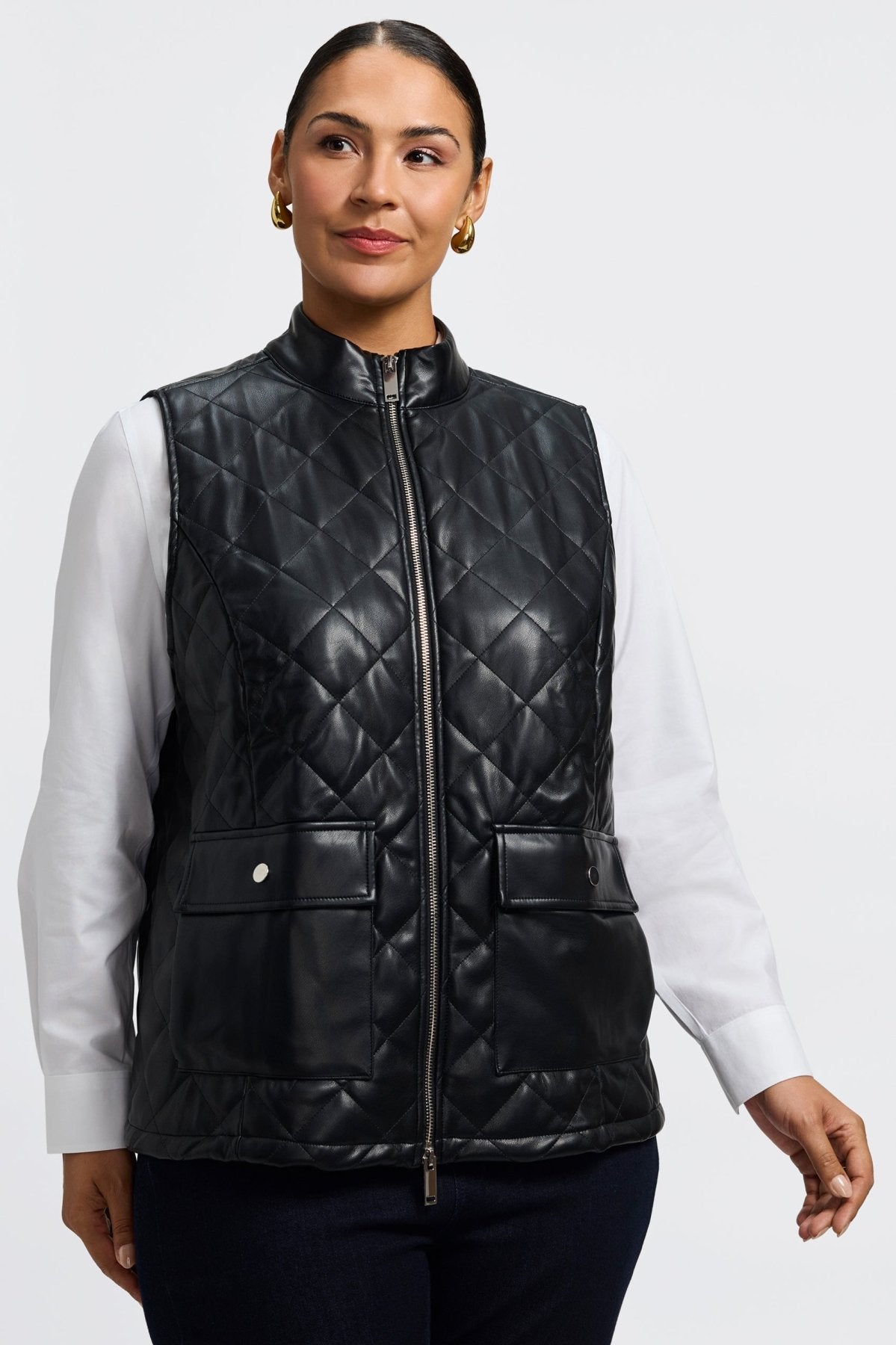 Billie Plus Vegan Leather Quilted Vest
