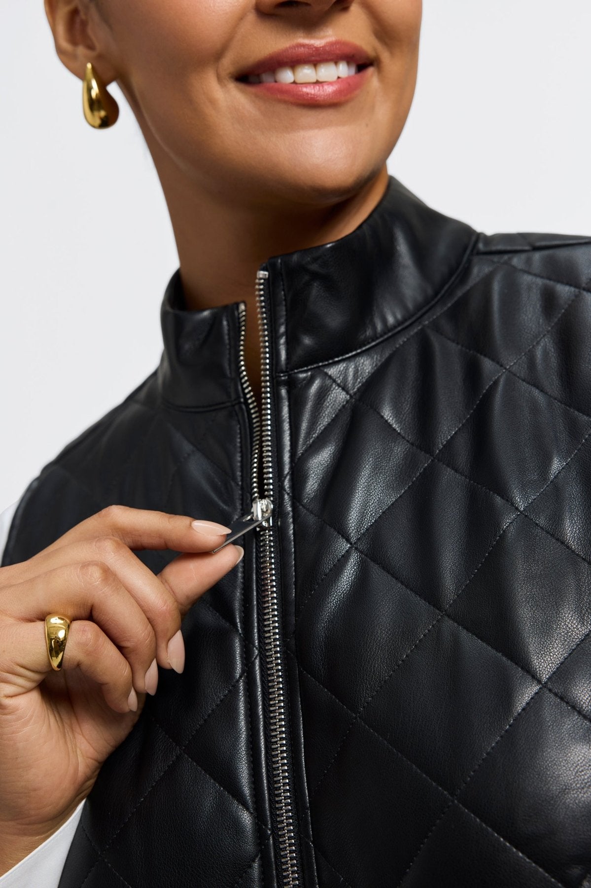 Billie Plus Vegan Leather Quilted Vest