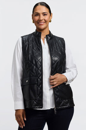 Billie Plus Vegan Leather Quilted Vest