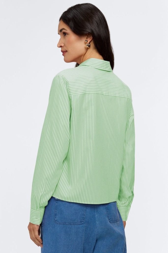 SHISHIKUIストライプ柄 BLT / GREEN トップス Jodie No Iron Pinpoint Stripe Long Sleeve Short Shirt – Foxcroft